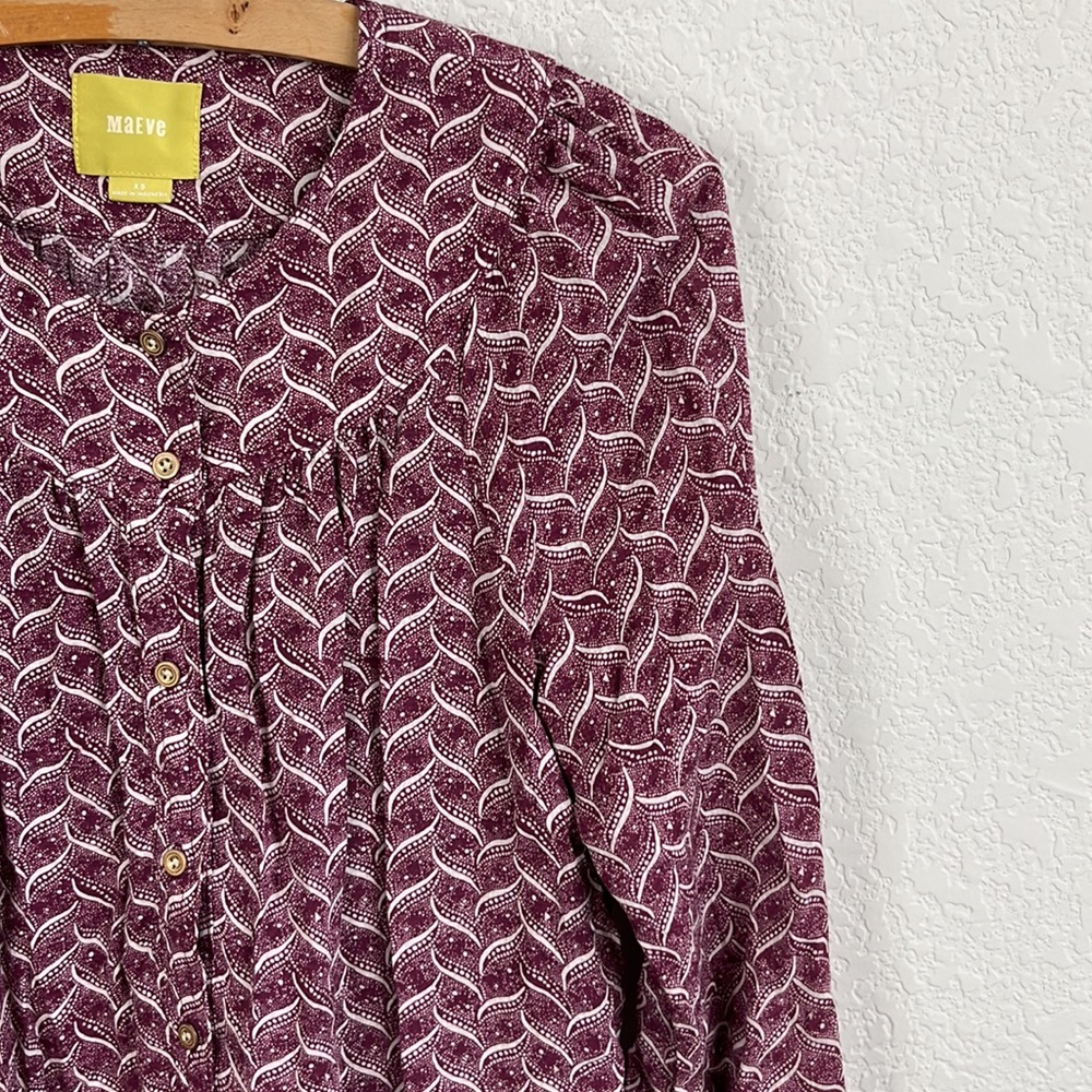 Anthropologie Maeve Orli Bibbed Button Down Blouse View 3